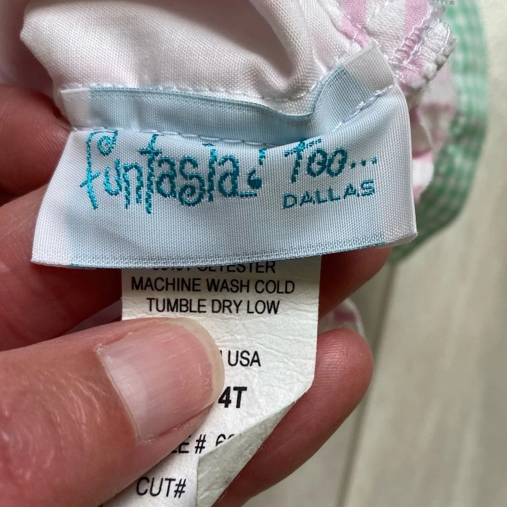 Funtasia Too! Light Pink Seersucker One-Piece Swimsuit with Smocked Back, 4T